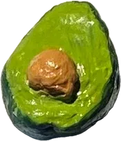 Clay half avocado with its stone