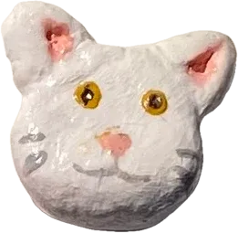 White clay cat face magnet